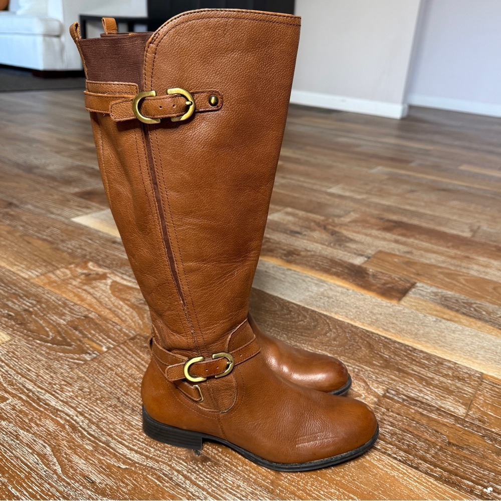 Naturalizer Jennings Wide Calf Brown Leather Riding Boots Women’s Size 7.5